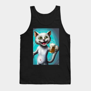 Happy Cat with Beer Tank Top